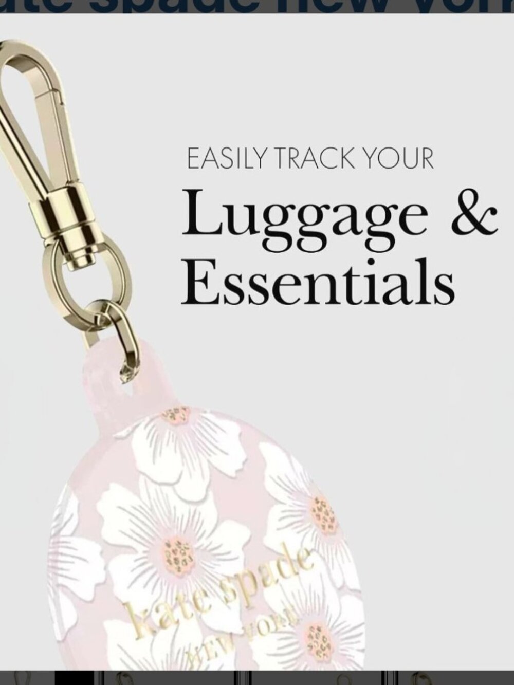Kate Spade New York Hollyhock Cream Air Tag Case with Gold Ring Clip